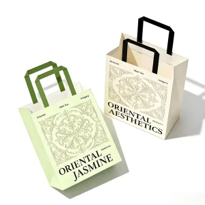 Elegant Eco Friendly Matte Finished Laminated Paper Bags with Custom Print for Luxury Cosmetics Aesthetic Retail Brand Packaging