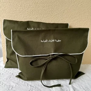 Embroidered logo Luxury Twill Cotton Flap Envelope Pouch Clothing Handbag & Shoes Dust Bag Custom Logo for Gift Packaging