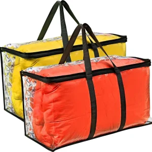 Embroidery Clear Vinyl PVC Zipper Pillow Plastic Bag Non Woven Packaging Bags for Bedding