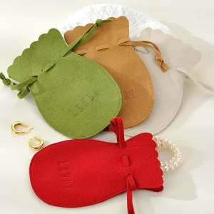Factory Custom Microfiber Brushed Finish Drawstring Bag Shaped Gourd Bag Portable Drawstring Pouch Jewelry