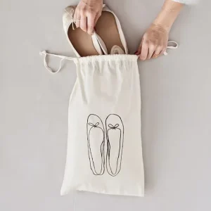 Factory Customizable Size Logo Print Eco Friendly Canvas Drawstring Shoe Bag Dust proof Shoe Bag