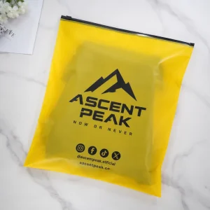 Factory Direct Frosted Retail Apparel Bags With Brand Logo And Social Icons For Marketplace Apparel Sellers Brand Ready