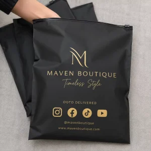 Factory Direct Frosted Underwear Packaging Bags With Social Media Icon Printing For Fashion Brand Mailing Store Ready