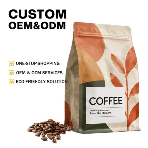 Factory Direct Sales Recyclable Square Bottom Plastic Packaging Coffee Bag 100g Heat Sealed Side Zip Lock Yam Flour