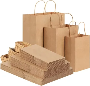 Factory Price Customized Print Logo Fast Food Packaging Grocery Retail Take Away Take Out Brown Kraft Paper Bag With Handles