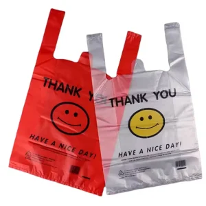 Factory Price HDPE Smiling Face Clear Recyclable Side Gusset Bags With Customized LOGO For Supermarket Shopping