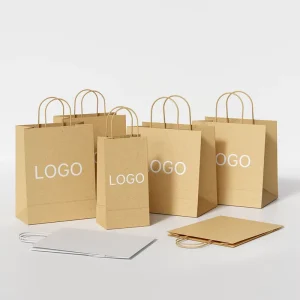 Fast Shipping Custom Logo Print Kraft Paper Bag for Packaging and Delivery Use for Takeaway Food Shopping Promotion