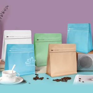 Flat Bottom Stand Up With Ziplock Aluminum Foil Coffee Bag Packaging With Plastic Bags MOQ 200PCS