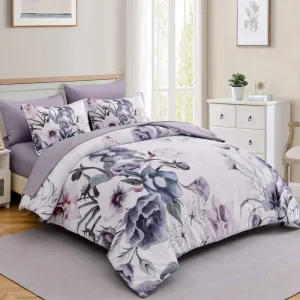 Floral Printed Microfiber Polyester Bedding Set 12Inch Deep Pocket Soft Printed Home Bedroom Bedding Set