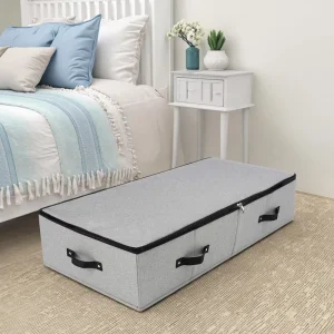 Foldable Zipper-Lid Underbed Storage Organizer with Dust Proof Feature for Clothes Garage Tools