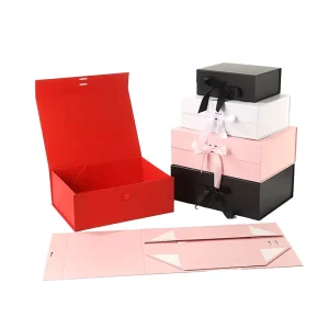 Folding Box Dress Clothing Hand-held Packaging Box With Ribbons Flip-top Packaging Gift Box