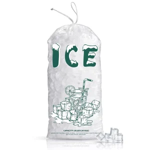 Food Grade Drawstring Ice Cube Packaging Clear Plastic Ice Bags with Cotton Draw String