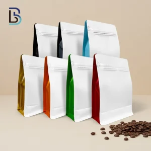 Food Packing Pouch MOPP/PE/VMPET Ziplock Side Colored Flat Bottom Plastic Coffee Bag Manufacturer