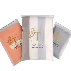 Frosted Finish Custom Logo PE Poly Zipper Bag with Lock Zipper for Garment Apparel Clothing Packaging Factory Direct
