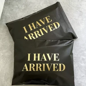 Frosted Matte Gold Logo Plastic Packaging Black Poly Bag for Garment Clothing