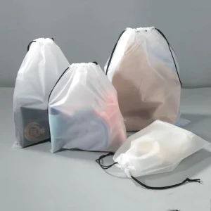 Frosted PE Drawstring Bags Resilient Water Repellent Storage Pouches for Goods Apparel Vacation Luggage Organizing