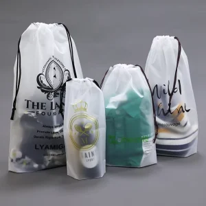 Frosted Plastic Poly Drawstring Packaging Bags for Hair