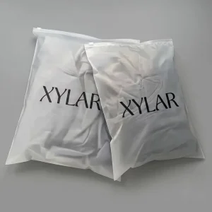 Frosted White CPE Apparel Zipper Bag Resealable Plastic Packaging Bags for Clothing Custom Printed Garment Storage Ziplock Bags