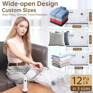 G High Quality PA PE Vacuum Compression Storage Bags Electric Manual Pump for Bedding Clothes Blanket