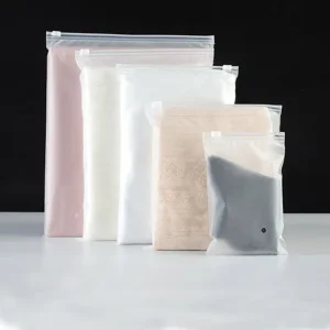 GRS Certificate EN15343 Zipper Plastic Storage Bag Biodegradable Plastic Bag Packaging for Clothes and Daily Necessities