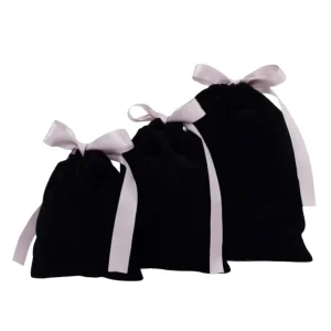 Gray Velvet Drawstring Bag Soft Fabric Dust Pouch for Jewelry & Cosmetics 4 Sizes Reusable Elegant Storage Packaging