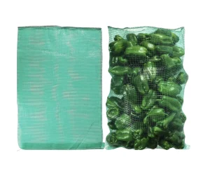 Green PP Leno Mesh Bags for Chili With or Without Drawstrings Available Chili Mesh Bag Lemon Mesh Bag Vegetable Mesh Bag