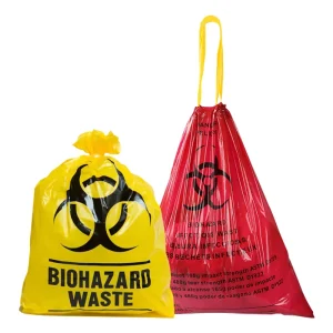 HDPE LDPE Yellow Red Medical Garbage Bag Heavy Duty Hospital Drawstring Waste Bags Disposable Biohazard Bag