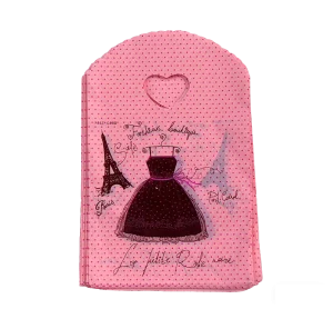 HOYO 13 X 21 cm (5.1 X 8.3 In) Pink Polka Dot Shopping Bag with Parisian Chic Design Eiffel Tower Vintage Dress Fashion Boutique