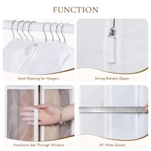 Heavy Duty Foldable Dust Proof Garment Bag Fashionable Zipper Closure Travel Essential Dresses Suit Coats Non Woven Material