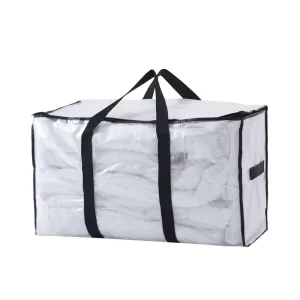 Heavy Duty Moving Bags Large Clear Storage Totes with Handles and Zippers Waterproof Weaving Packing Bags for Clothes Bedding