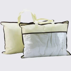 High Bearing PVC 80gsm Nonwoven Fabric Bedsheet Zipper Bag for Duvet Pillow Packing with Handle