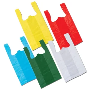 High Density Polyethylene T Shirt Plastic Bags Custom Color Printed Vest Style Shopping Bags for Food & Retail