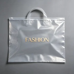 High End Fashion Printed Frosted Plastic Zipper Tote Bag for Apparel Garment Retail Packaging Matte Plastic Handheld Ziplock Bag