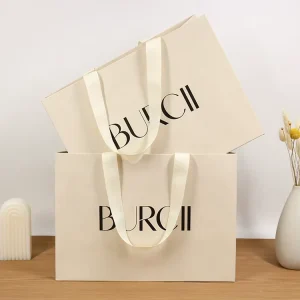 High End Quality Luxury Custom Own Logo Printed Retail Paper Bag for Clothing Store with Embedded Handle