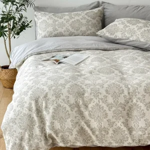 High Quality 100% Cotton Jacquard Gauze Simple Style 3 Piece Duvet Cover Set 300TC Plant Pattern All Season Bedding