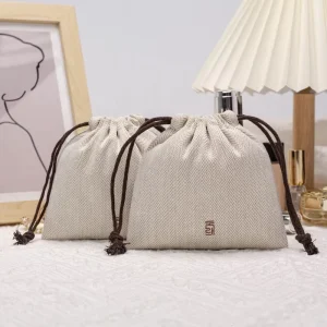 High Quality Cotton Jute Bags Recyclable Linen Drawstring Bag for Candle Tableware Bracelets Glasses Rings Gift