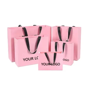 High Quality Customized White Cardboard Recyclable Shopping Bags with Your Own Logo for Clothing Socks & Shoes Gift Bags