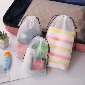 High Quality Eco friendly Soft Moistureproof and Strong Frosted Packaging Bag Multi purpose CPE Plastic Drawstring Bag