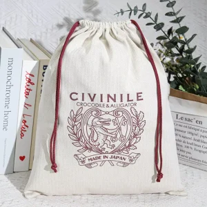 High Quality Herringbone Handbag Clothing Drawstring Pouch Custom logo Printed Durable Herringbone Drawstring Dust Bag