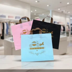High Quality LDPE Plastic Bags with Soft Loop Handle Reusable Plastic Bag for Apparel Clothing Socks Shopping