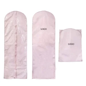 High Quality Luxury Bridal Dress Cover Garment Bag with Dustproof Zippers and Customized Logo Non Woven Fabric