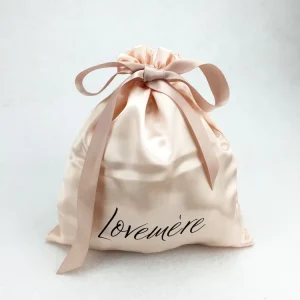 High Quality Luxury Hair Gift Packaging Make up Cosmetic Pouch Custom Drawstring Bag Silk Satin Dust Bag for Wigs Bundles