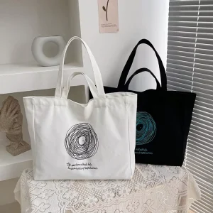High Quality Premium Women’s Large Tote Bag Minimalist Canvas Design Open Zipper College University Reusable Cotton