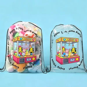 High Quality Transparent Thickened Custom Colorful Logo Plastic Bag Doll Storage Claw Packing Drawstring Backpack Bags