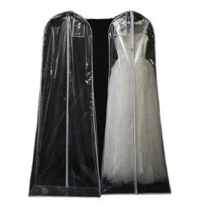 High Quality Transparent Wedding Dress Protector Dust-proof Garment Bag with PVC Material Zipper Closure for Bride Gown