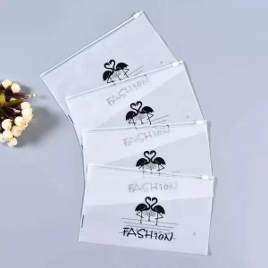 Horizontal Frosted Zipper Bag With Custom Logo For Packaging Underwear