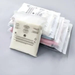 Household Recyclable Plastic T Shirt Bag Slider Zipper Gravure Printed Frosted Matte Finish Multi Purpose Bedding Garments