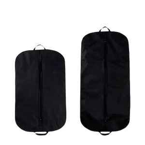 In Stock Non Woven Dust Proof Zippered Garment Storage Bag with Custom Logo for Suits and Wedding Dresses Black