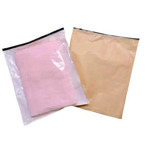Kraft Paper Packaging Bags With Plastic Window Resealable Ziplock for Dresses Jeans T Shirt Customizable Logo