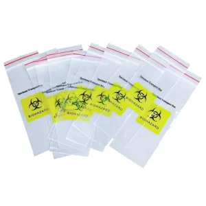 耐用的定制尺寸生物危害样本运输袋，带拉链顶部，采用LDPE材料，适用于实验室包装和药品使用